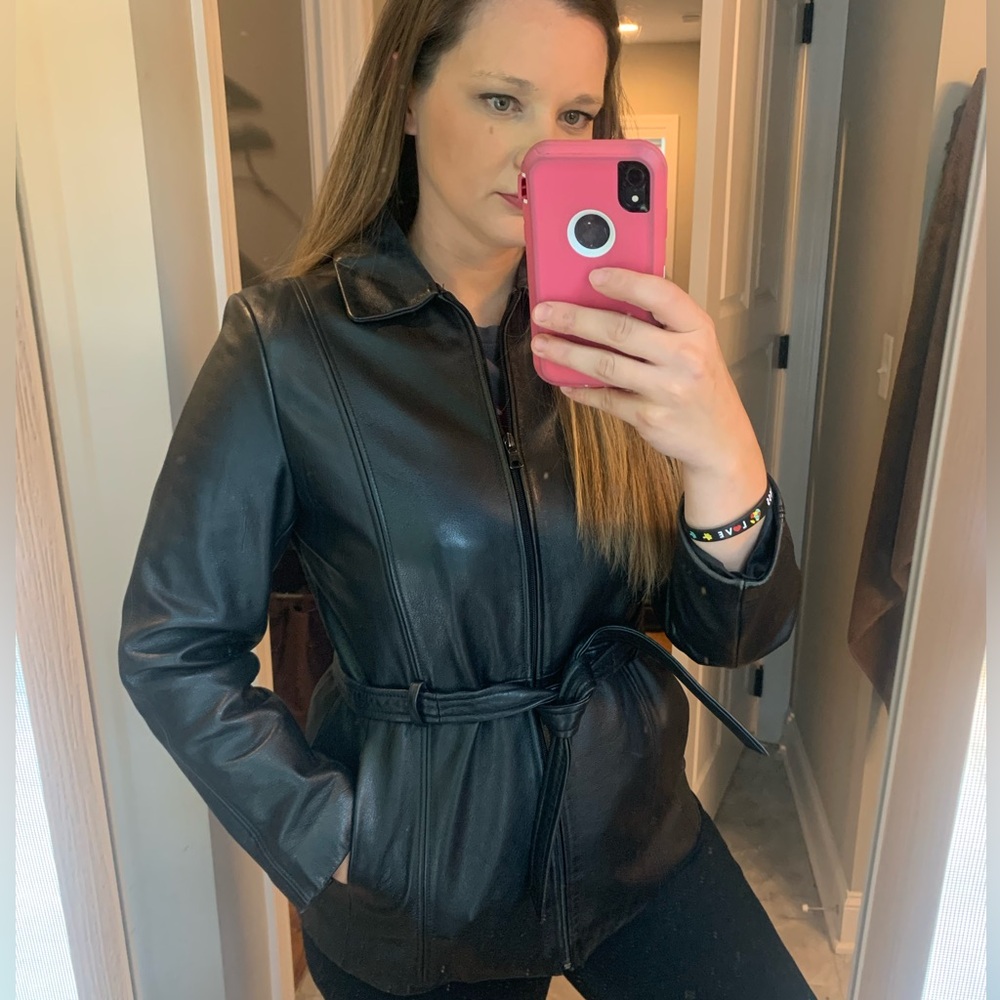 Outbrook Women’s Black Leather Jacket Medium
